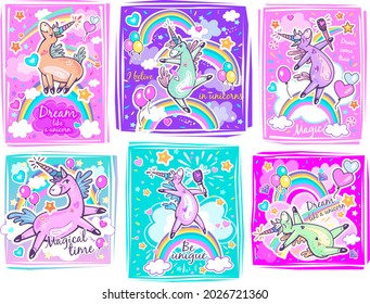 Posters with Unicorns and Inspiring Quotes