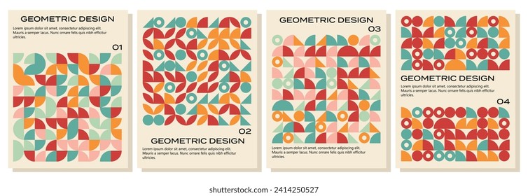 Poster abstrakter geometrischer Vektorformen. Vorlagendesign für Hintergrund, Magazin, Cover. roter Retrohintergrund. Moderne Vektorgrafik.