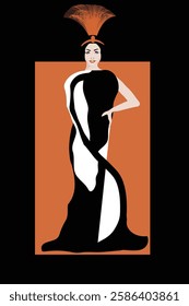 A poster-style illustration of a showgirl is featured.