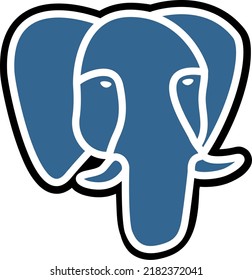 postgresql database logo elephant with blue colour and white outline and black 