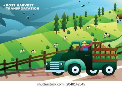 Transporte Postharvest - Ilustración vectorial