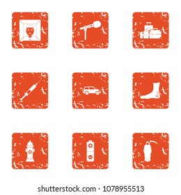 Posthumously icons set. Grunge set of 9 posthumously vector icons for web isolated on white background