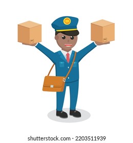 Postman-Afrikaner mit zwei Parzellen-Design-Charakter auf weißem Hintergrund