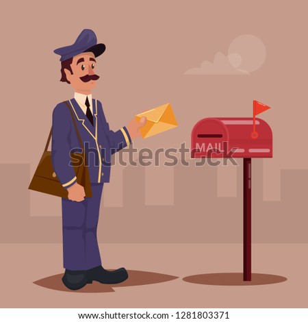 Postman with bag and letter