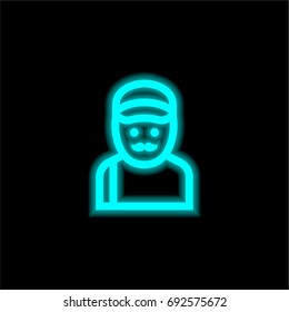 Postman blue glowing neon ui ux icon. Glowing sign logo vector