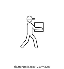 Postman with box icon on white background