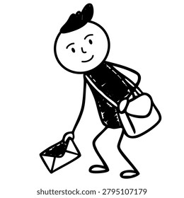 postman boy dropping letter on the ground accidentally