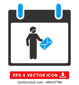 Postman Calendar Day icon. Vector EPS illustration style is flat iconic bicolor symbol, blue and gray colors.