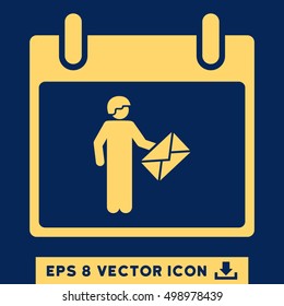 Postman Calendar Day icon. Vector EPS illustration style is flat iconic symbol, yellow color.