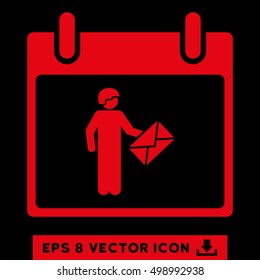 Postman Calendar Day icon. Vector EPS illustration style is flat iconic symbol, red color.