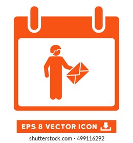 Postman Calendar Day icon. Vector EPS illustration style is flat iconic symbol, orange color.