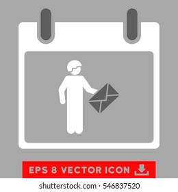 Postman Calendar Day icon. Vector EPS illustration style is flat iconic bicolor symbol, dark gray and white colors.