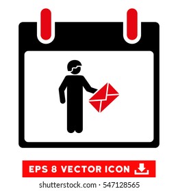 Postman Calendar Day icon. Vector EPS illustration style is flat iconic bicolor symbol, intensive red and black colors.