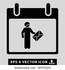 Postman Calendar Day icon. Vector EPS illustration style is flat iconic symbol, black color.