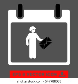 Postman Calendar Day icon. Vector EPS illustration style is flat iconic bicolor symbol, black and white colors.