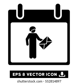 Postman Calendar Day icon. Vector EPS illustration style is flat iconic symbol, black color.
