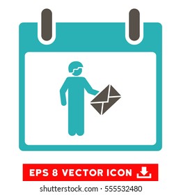 Postman Calendar Day icon. Vector EPS illustration style is flat iconic bicolor symbol, grey and cyan colors.