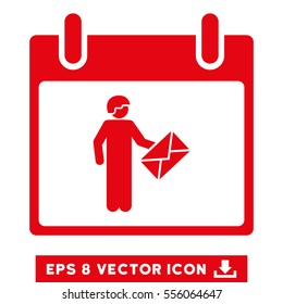 Postman Calendar Day icon. Vector EPS illustration style is flat iconic symbol, red color.