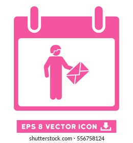 Postman Calendar Day icon. Vector EPS illustration style is flat iconic symbol, pink color.