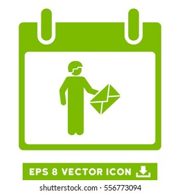Postman Calendar Day icon. Vector EPS illustration style is flat iconic symbol, eco green color.