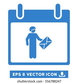 Postman Calendar Day icon. Vector EPS illustration style is flat iconic symbol, cobalt color.