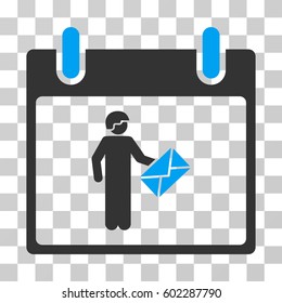Postman Calendar Day icon. Vector illustration style is flat iconic bicolor symbol, blue and gray colors, transparent background. Designed for web and software interfaces.