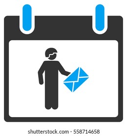 Postman Calendar Day vector toolbar icon. Style is bicolor flat icon symbol, blue and gray colors, white background.