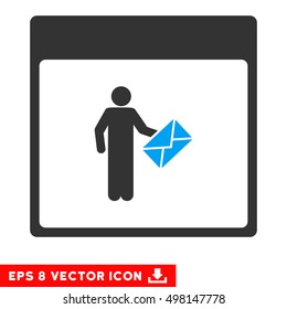 Postman Calendar Page icon. Vector EPS illustration style is flat iconic bicolor symbol, blue and gray colors.