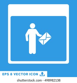 Postman Calendar Page icon. Vector EPS illustration style is flat iconic symbol, white color.