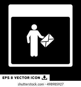 Postman Calendar Page icon. Vector EPS illustration style is flat iconic symbol, white color.