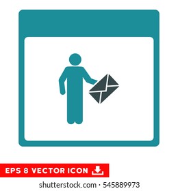 Postman Calendar Page icon. Vector EPS illustration style is flat iconic bicolor symbol, soft blue colors.