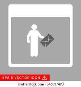 Postman Calendar Page icon. Vector EPS illustration style is flat iconic bicolor symbol, dark gray and white colors.