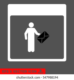 Postman Calendar Page icon. Vector EPS illustration style is flat iconic bicolor symbol, black and white colors.
