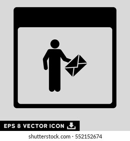 Postman Calendar Page icon. Vector EPS illustration style is flat iconic symbol, black color.