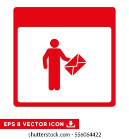 Postman Calendar Page icon. Vector EPS illustration style is flat iconic symbol, red color.