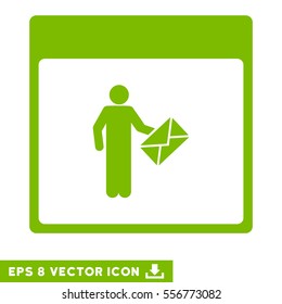 Postman Calendar Page icon. Vector EPS illustration style is flat iconic symbol, eco green color.