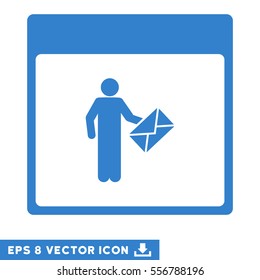 Postman Calendar Page icon. Vector EPS illustration style is flat iconic symbol, cobalt color.