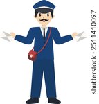 Postman Cartoon Character Illustration on White Background. Flat Vector Character Design