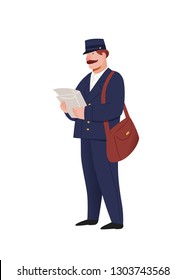 Postman. Character illustration isolated on white background. People vector illustration in a flat style.