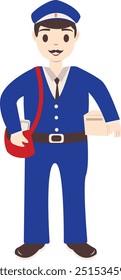 Postman Character Isolated on White Background. Vector Clipart with Flat Cartoon Design.