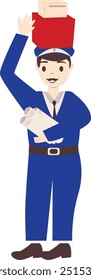 Carácter del cartero aislado en el fondo blanco. Clipart de Vector con diseño plano de dibujos animados.