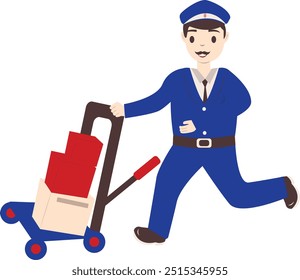 Postman Character Isolated on White Background. Vector Clipart with Flat Cartoon Design.