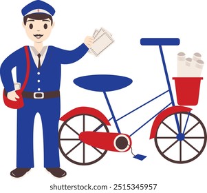Postman Character Isolated on White Background. Vector Clipart with Flat Cartoon Design.