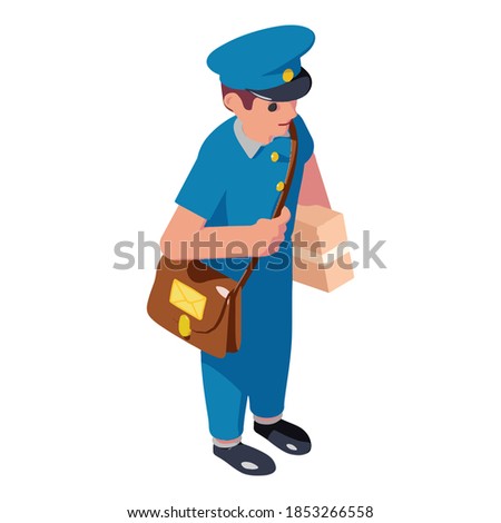 Postman correspondence delivery icon. Isometric of postman correspondence delivery vector icon for web design isolated on white background