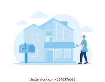 the postman delivered the letter home trending concept flat illustration