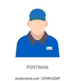 Postman delivering mail Delivery service icon, courier vector pictogram isolated on white background