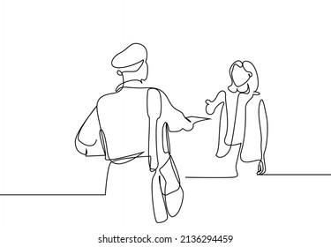 a postman delivers file cargo to customer owner