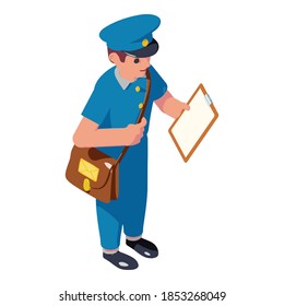 Postman delivery icon. Isometric of postman delivery vector icon for web design isolated on white background
