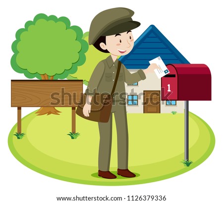 A Postman Delivery Letter illustration