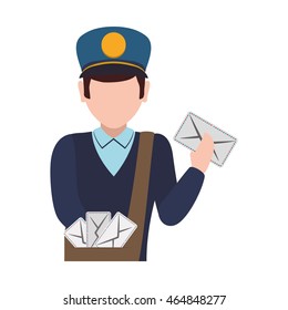 postman delivery shipping logistic security icon. Isolated and flat illustration. Vector graphic